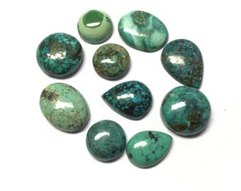 Natural Tibetan Turquoise Cabochons Gemstone for Jewelry Making  12-18mm (10 Pieces) Lot
