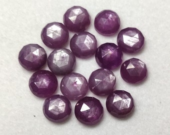 Lot Of 10 Pieces AAA Quality 100% Natural Ruby Star Round Rose Cut Flat Back semi precious gemstones Various Sizes Available gemsocean