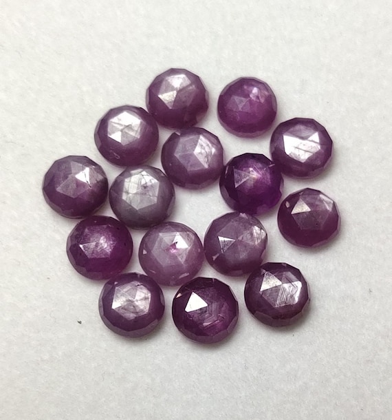 10 AAA Ruby Star Rose Cut Gemstones: Natural Round Cabochons