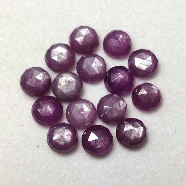 Lot Of 10 Pieces AAA Quality 100% Natural Ruby Star Round Rose Cut Flat Back semi precious gemstones Various Sizes Available gemsocean