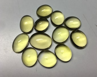 Natural Lemon Quartz Oval Cabochon Flat Back Loose Calibrated Gemstone.