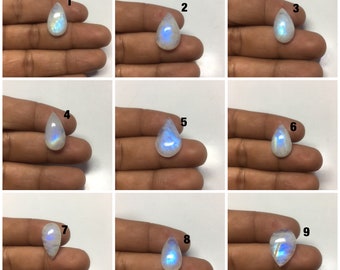 Natural Rainbow Moonstone Flat Back Cabochon Loose Gemstone