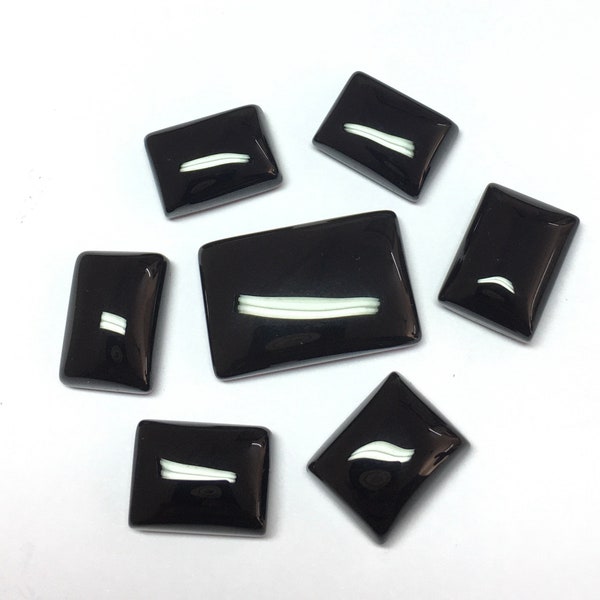 Black Onyx Rectangle Cabochon: AAA Quality, Flat Back (3x5mm - 20x30mm)