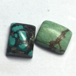 Natural Turquoise Rectangle Cabochon Flat Back Loose Calibrated Gemstone