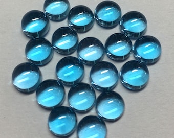 AAA Zwitserse blauwe topaas cabochon ronde platte achterkant losse edelsteen (3-8 mm)
