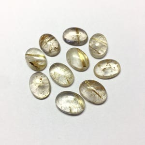 Lot of 10 Pieces Natural Golden Rutile Quartz Cabochon Gemstone for Jewelry Making