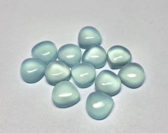 Natural Aqua Chalcedony Heart Cabochon Natural Loose Gemstone, Smooth Polish for Rings, Pendants & Earrings