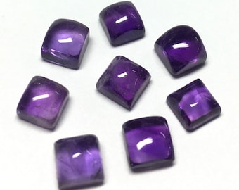 Amethyst Square Cabochons: Flat Back Loose Gemstones, 10 Pieces
