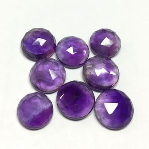 Natural Amethyst Round Rose Cut Flat Back Loose Gemstone 1.5,1.75,2,2.5,3,4,5,6,7,8,9,10 MM GEMSOCEAN