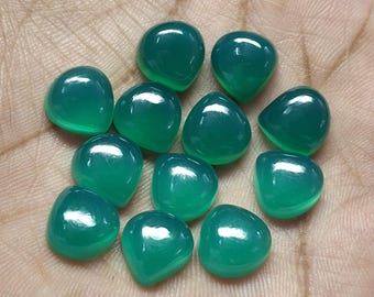 Natural Green Onyx Heart Gemstone for Jewelry Making, Wire Wrapping Cabochon
