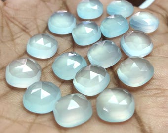Aqua Chalcedon Kissen Rose Cut Edelstein für die Schmuckherstellung