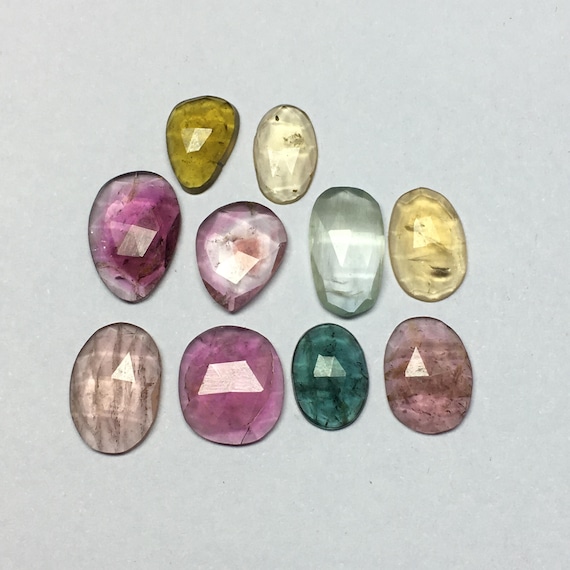 Multi Tourmaline Faceted Rose Cut Gemstone Rare Tourmaline Loose Stone for Jewelry Making