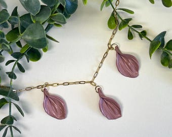 Faded Harvest Collection - Leaf Charm Necklace - Soft Autumn Colours
