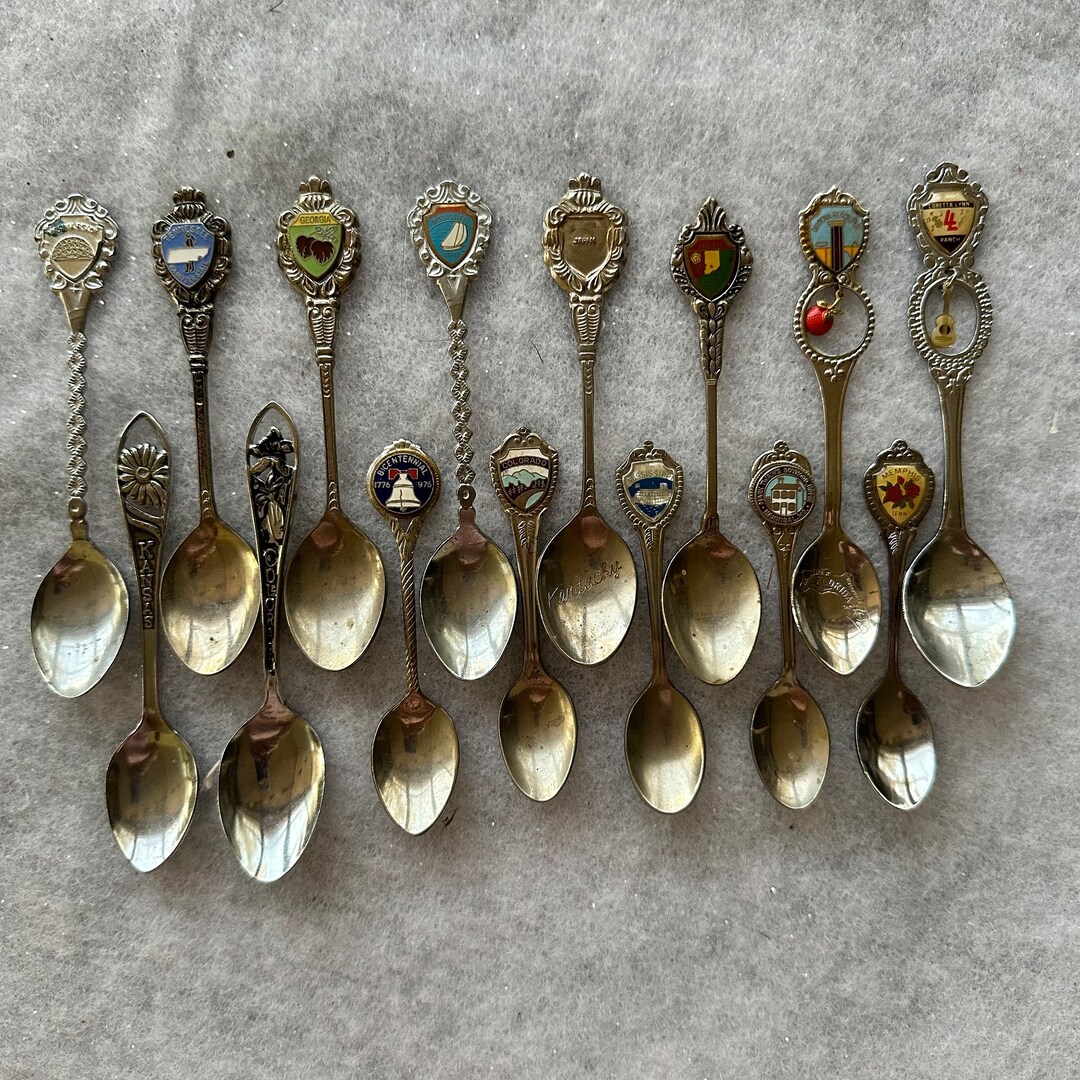 Vintage Souvenir Spoon Collection Lot of 15 Pieces Etsy