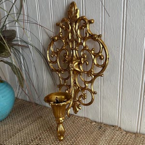 Vintage Kerzenleuchter/Hollywood Regency Wandleuchter/Mid Century Gold Kerzenleuchter