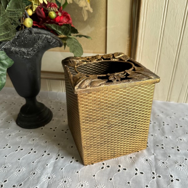 Ormolu Tissue Box Cover/Hollywood Regency Tissue Cover/Mid Century Modern Bath Decor