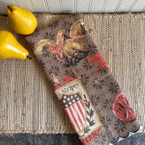 Shabby Chic Linen Towel/Retro Linen Tea Towel