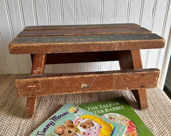 Vintage Wooden Footstool/Rustic Childs Stepstool