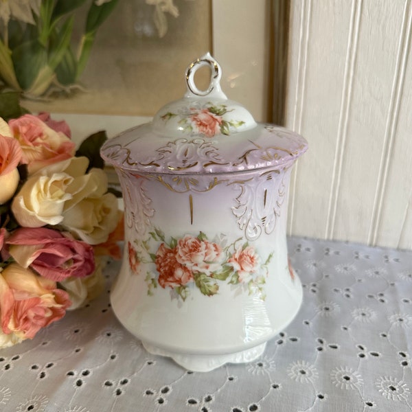 Vintage Dresden Biscuit Jar/Shabby Chic Canister As Is