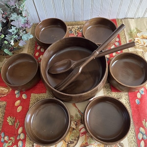 Vintage Hellerware Salad Bowl Bowls and Servers Set/9 Pieces/Mid Century Salad Set