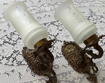 Shabby Chic Sconces/MCM Lighted Sconce Pair As Found