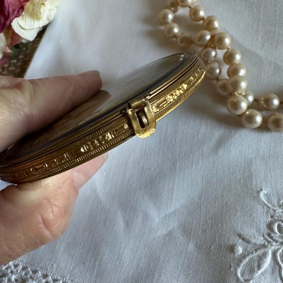 Vintage Mirror Picture Compact/Ormolu Pocket Mirr… - image 6