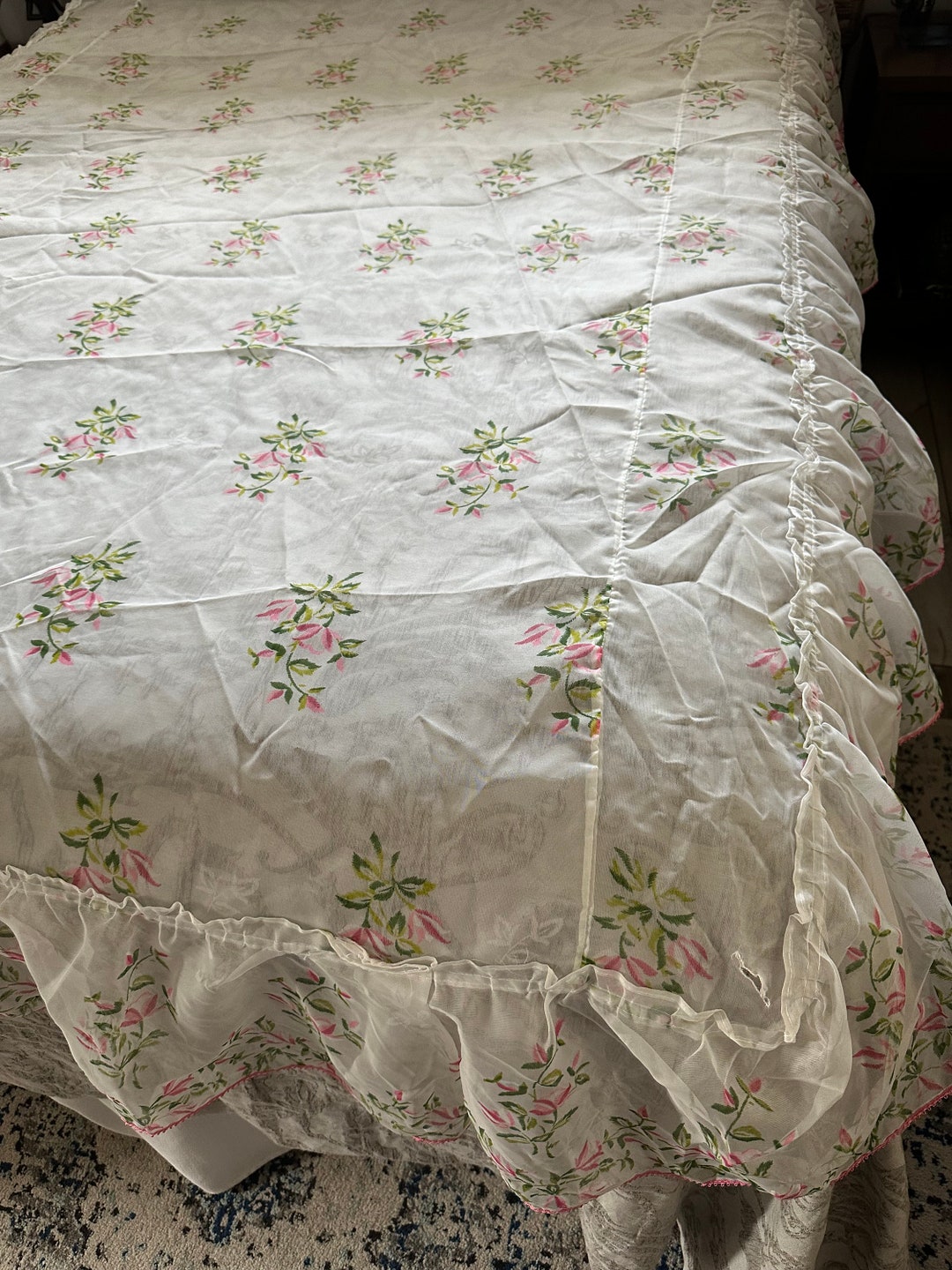 Canopy Bed Cover/shabby Chic Sheer Canopy Bed Top Full Size as Is Etsy
