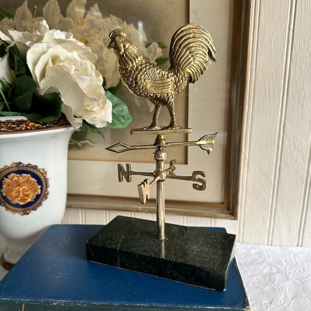 Vintage Tabletop Rooster Weathervane Marble Base Etsy