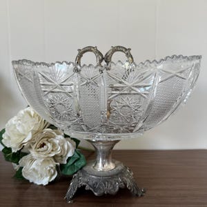 Vintage Cut Crystal Bowl/Centerpiece Bowl/Crystal Pedestal Bowl Italy As Found