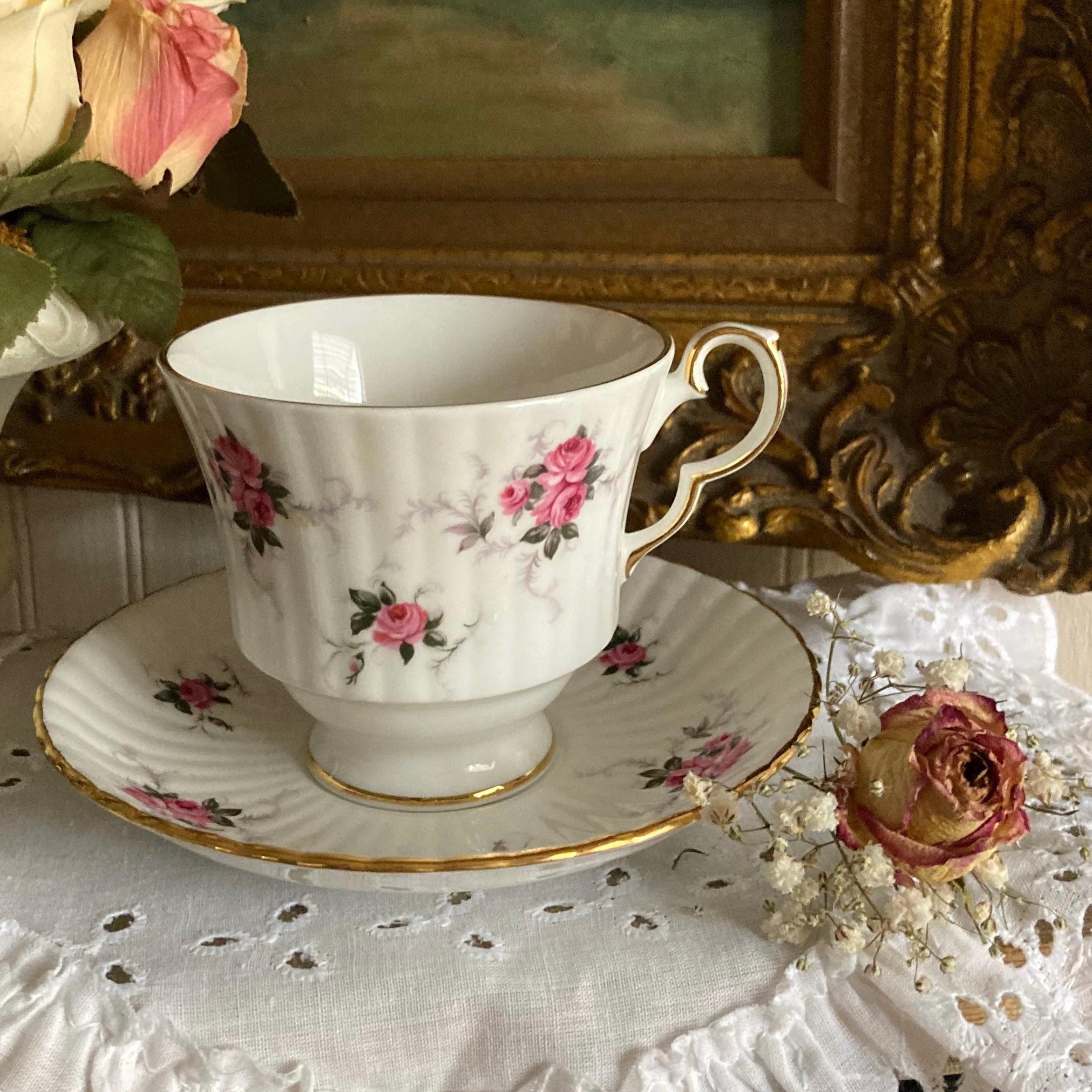 【C H Hattersley】 エドワーディアンのティーセット 3点 Vintage Hammersley Bone China Floral Tea Cup and Saucer Set