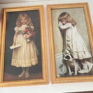 Láminas enmarcadas vintage de Charles Burton Barber: Pareja: Desgracia y Carta de amor