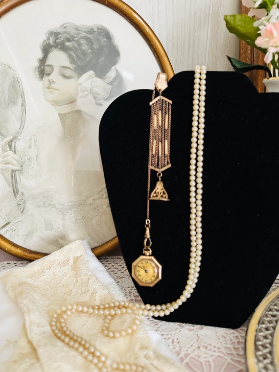 Antique Victorian Pocket Watch Chain , Horseshoe Embe… Gem