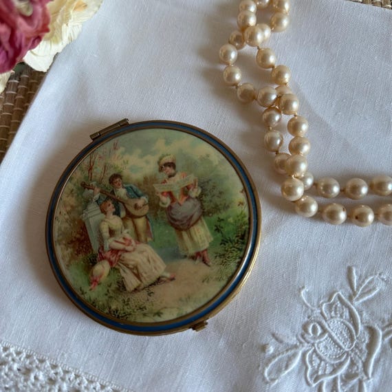 Vintage Mirror Picture Compact/Ormolu Pocket Mirr… - image 10
