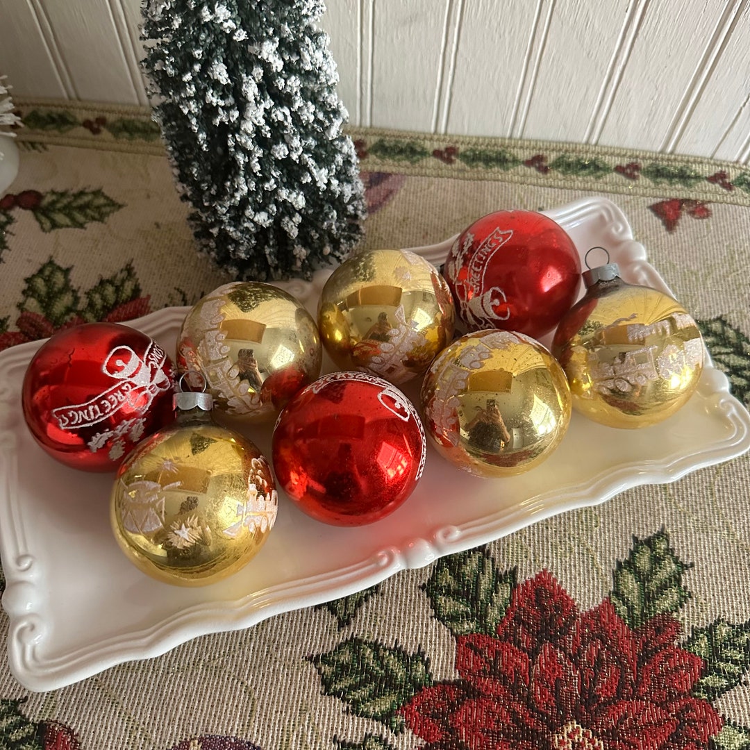 Vintage Glass Christmas Ornaments/noelle Glass Ornaments in Box/retro Christmas 8 Pieces Etsy