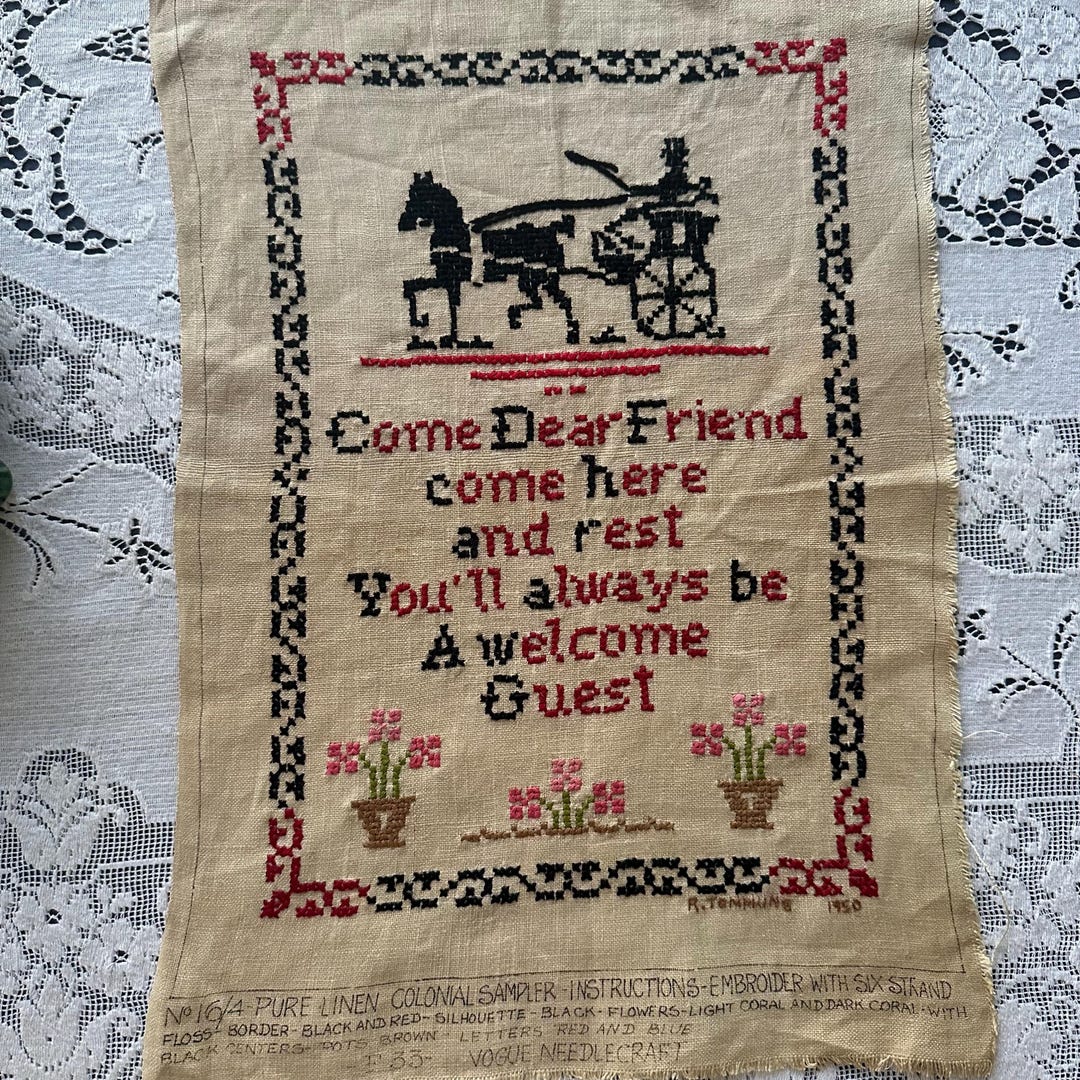 Vintage Sampler/cross Stitch Sampler/welcome Guest Sampler - Etsy