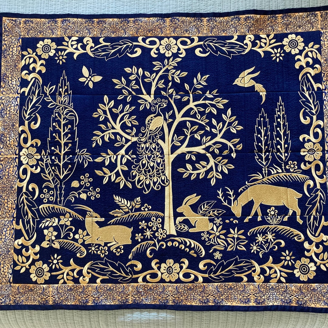 Golden Tapestry on Silk by Anita Goodesign/indigo and - Etsy