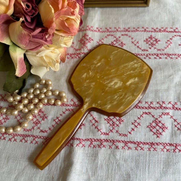 Art Deco Hand Mirror/Vintage Celluloid Hand Mirror