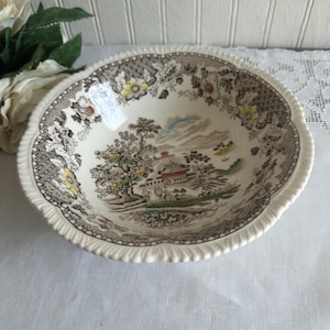 Vintage Transferware Serving Bowl/Seaforth by Woods Burslem England/Ironstone