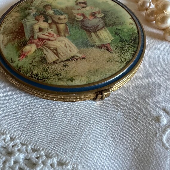 Vintage Mirror Picture Compact/Ormolu Pocket Mirr… - image 5