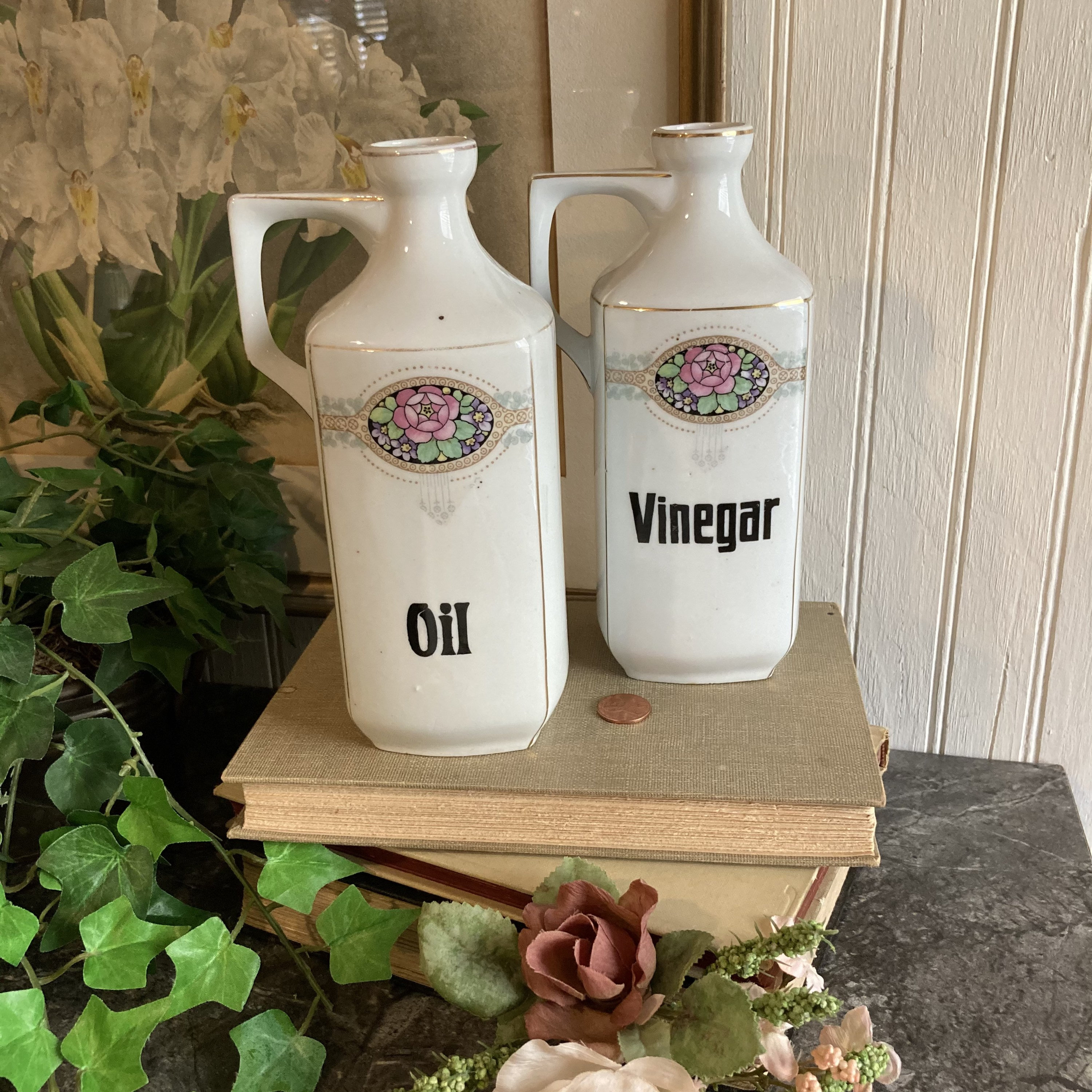 Vintage Oil and Vinegar Bottles/porcelain Cruet Bottles/czech Etsy
