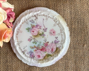 Dessous de plat en théière vintage/dessous de plat en porcelaine fleurie peinte à la main couronne royale