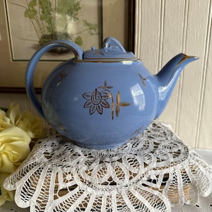 Vintage Hall-theepot blauw/Hall Pottery theepot blauw 0749