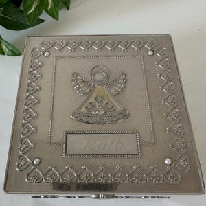 Pudełko na biżuterię vintage/Srebrne pudełko na biżuterię/Things Remembered/Monogram Ruth