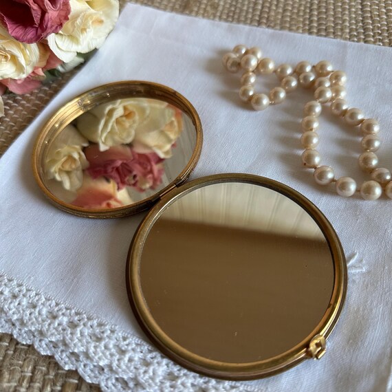 Vintage Mirror Picture Compact/Ormolu Pocket Mirr… - image 7