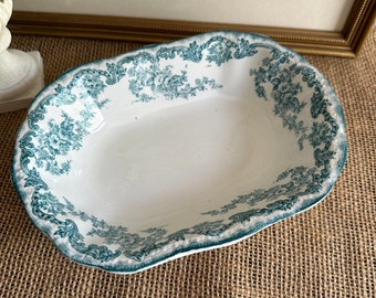 Antique Teal Transferware Bowl/Rare Harwood Bowl Circa 1890