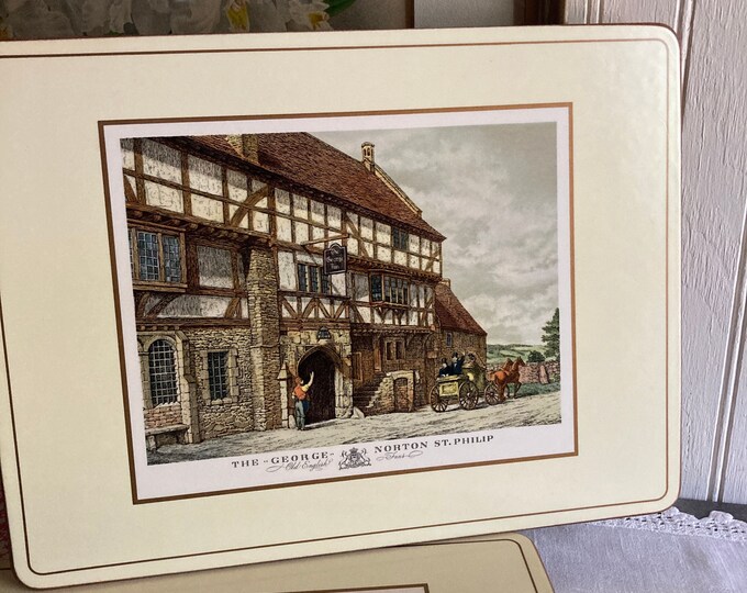 Vintage Pimpernel Old English Inns Placemats, Set of 6 Traditional