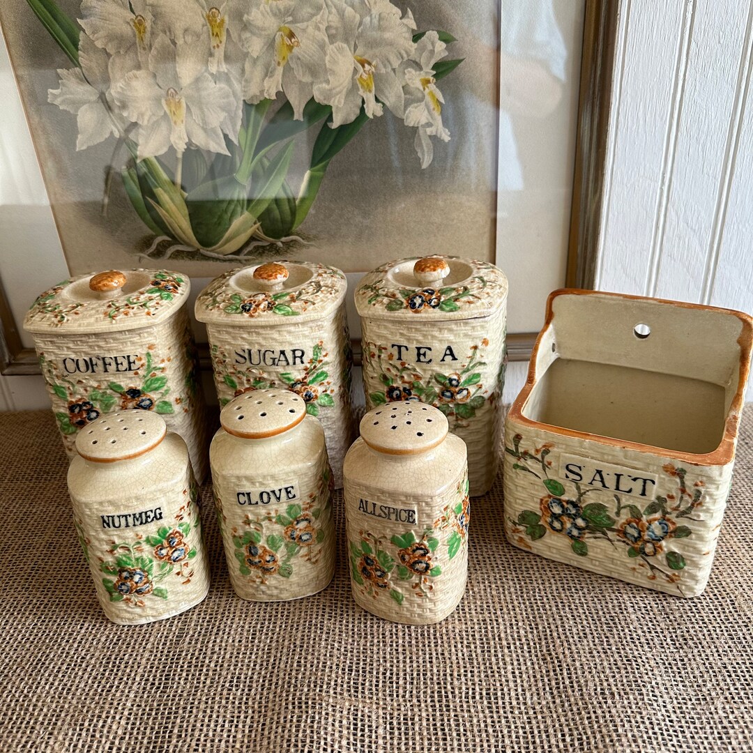 Vintage Kitchen Canisters/containers/made in Japan Hand Painted/sold ...