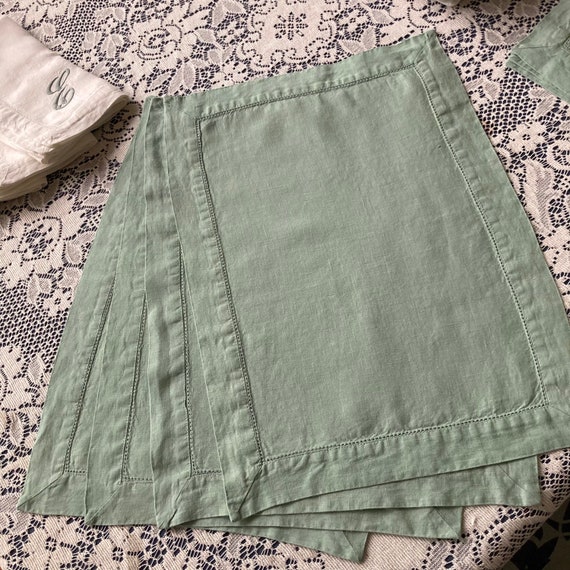 Linen Placemats Sage Green/set of 4 Green Linen Placemats/two Etsy