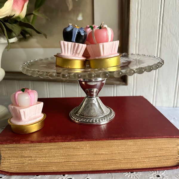 Vintage Mini Cake Stand/Duchin Creation Zilver en Glazen Voetstuk Schotel