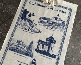 Torchon phares vintage/torchon souvenir Les phares d'Acadie